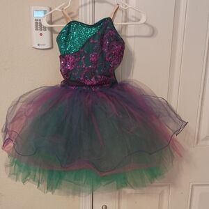 Curtain Call Creations Girls Costume Size CME (Medium/7-8yr) Purple/Green Whimsy